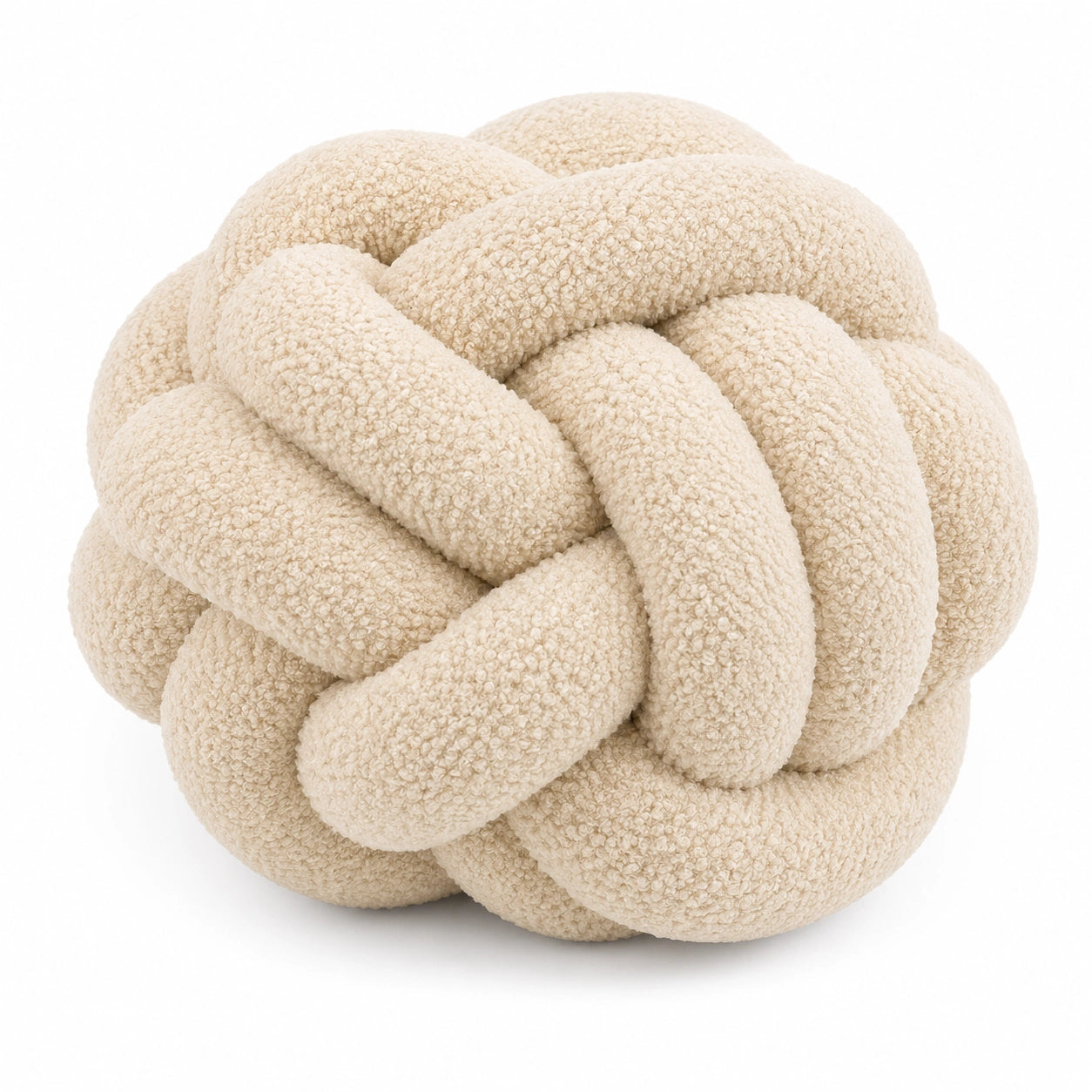 Knotenkissen 30 cm Bouclé Textil Creme Dekokissen für Wohnraum