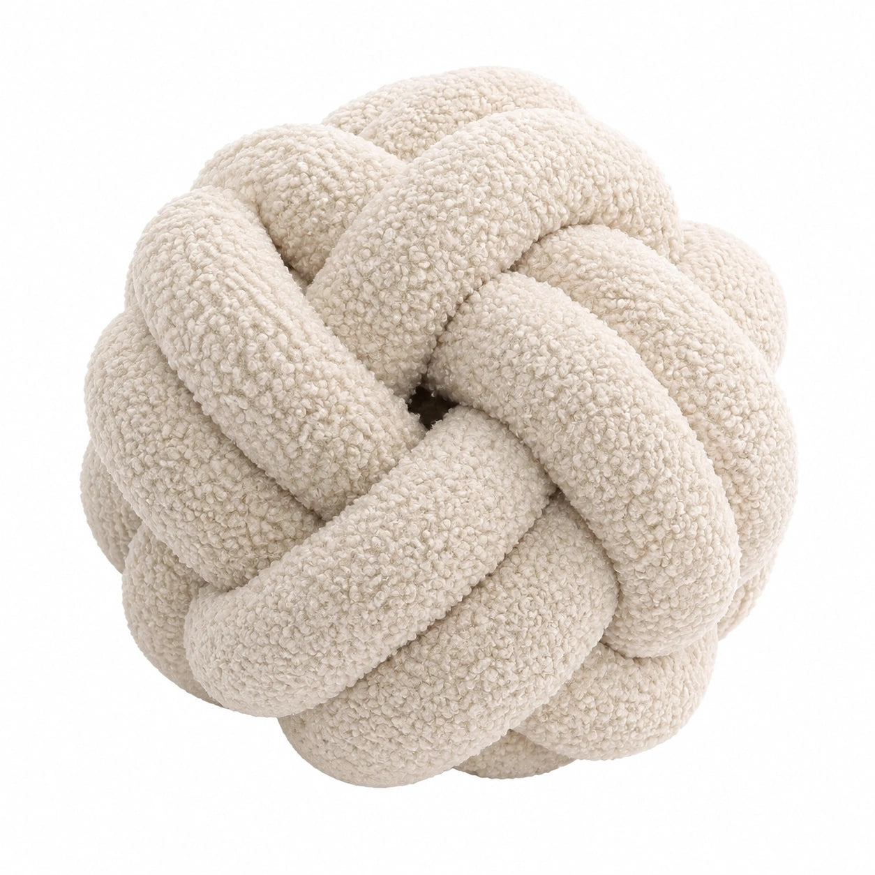 Knotenkissen 30 cm Bouclé Creme Dekokissen geflochten