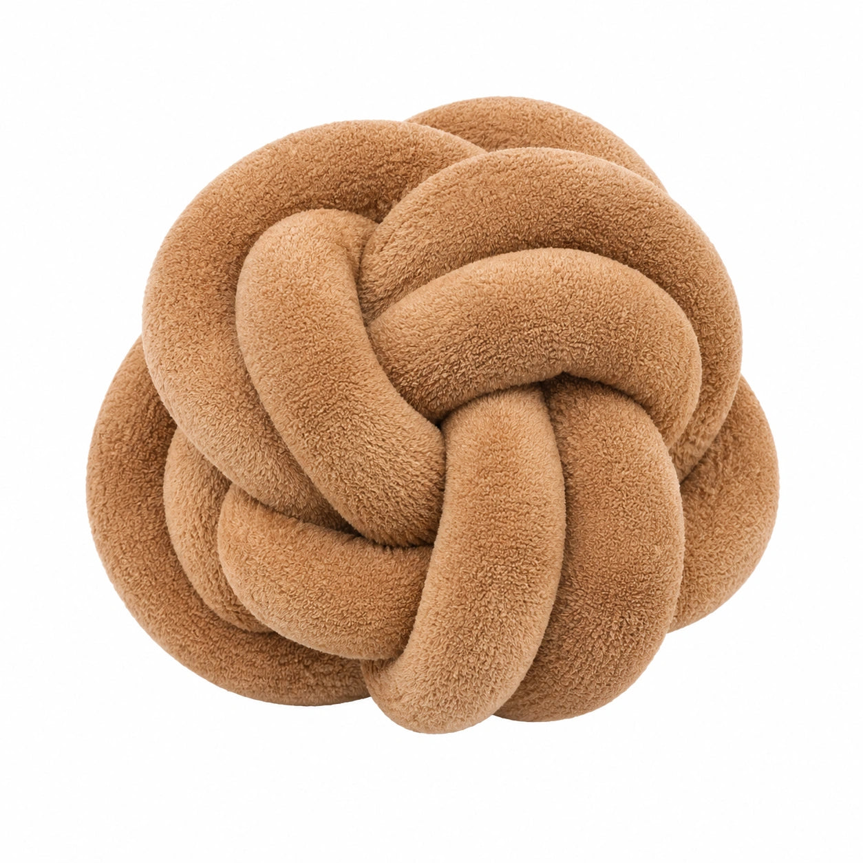 Knotenkissen 30 cm aus Teddy-Stoff Braun als Wohnaccessoire