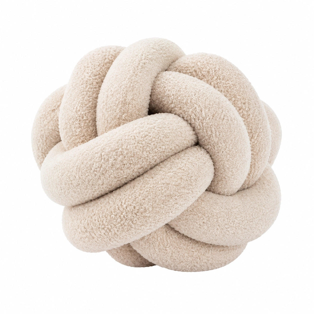 Knotenkissen 30 cm aus Bouclé-Textil in Beige weich dekorativ