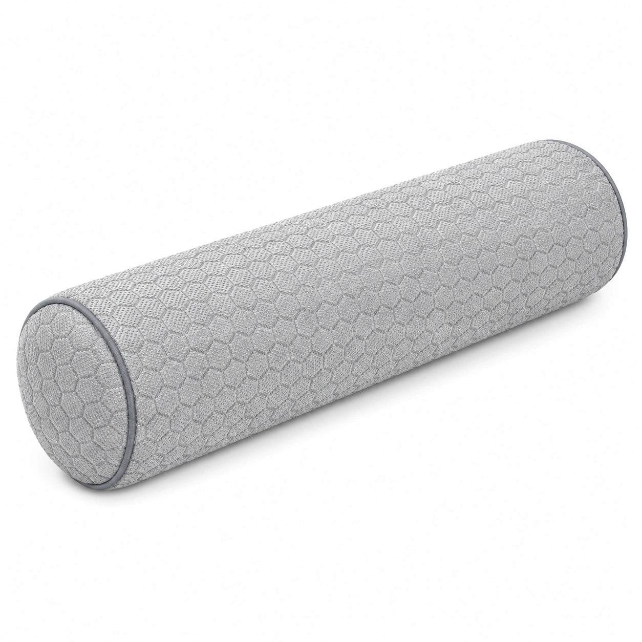 Zylinderkissen 15 x 50 cm grauer Textilbezug für Sofa und Bett mit Wabenstruktur