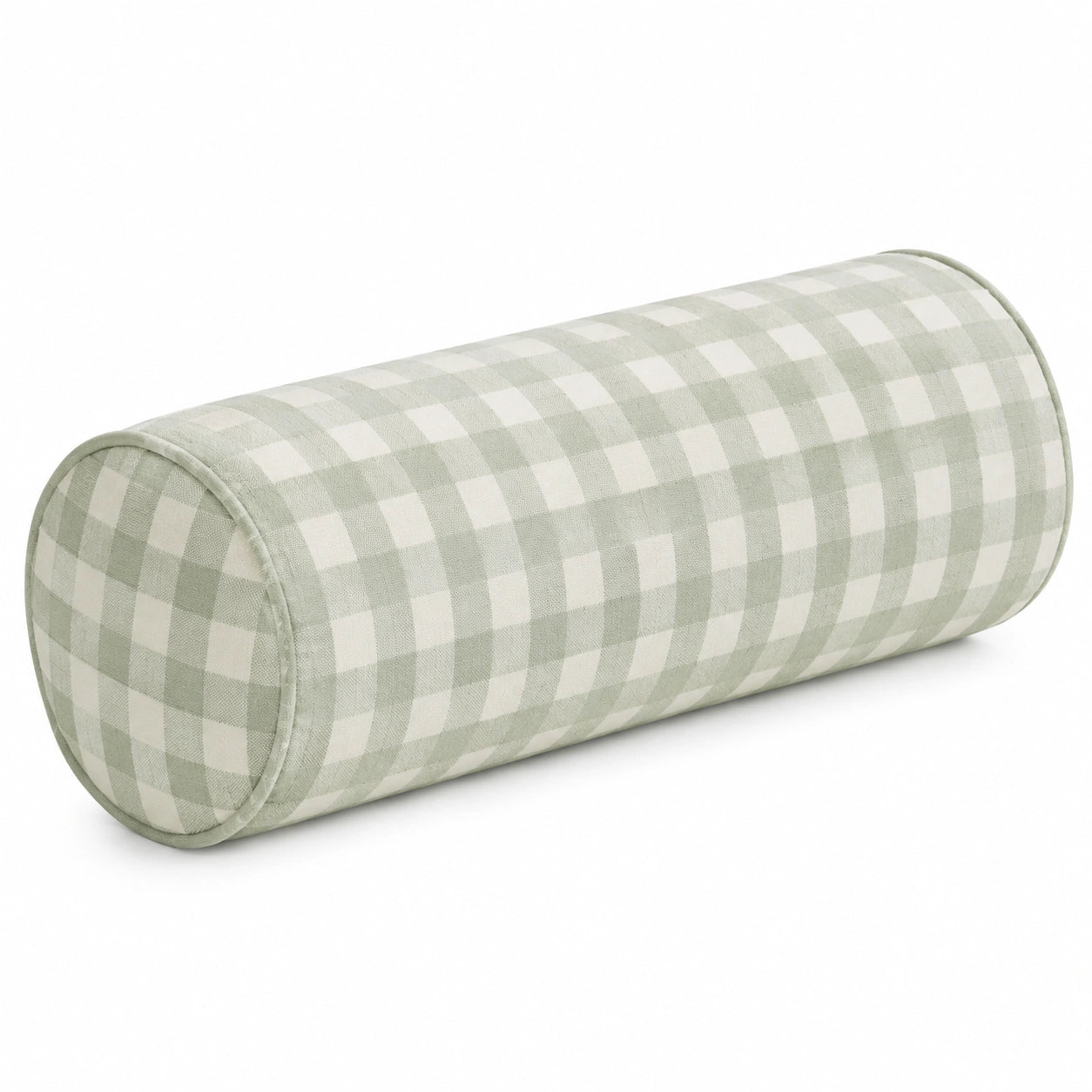 Nackenrolle 20 x 50 cm Textil Salbeigrün Creme kariert dekorativ