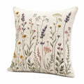 Zierkissen 45 x 45 cm Textil Creme mit Blumenstickerei für Wohnraum Landhausstil