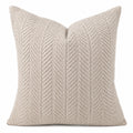 Dekokissen 45 x 45 cm Beige Strukturgewebe mit Fischgrätmuster
