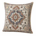 Dekokissen 45 cm x 45 cm aus Webstoff in Creme Blau Terrakotta mit orientalischem Muster