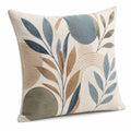 Dekokissen 45 x 45 cm Textil Beige Blau Pflanzenmuster Wohnaccessoire