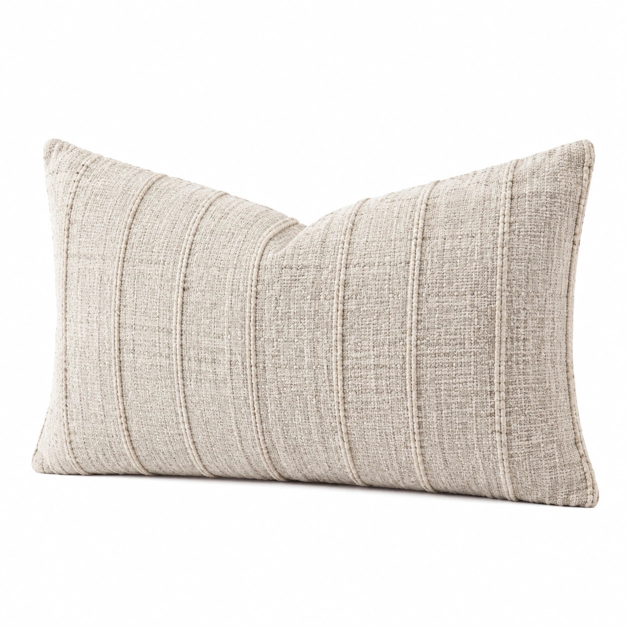 Dekokissen 50 x 30 cm Beige Textil mit Strukturstreifen