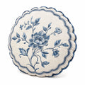 Rundes Dekokissen 45 cm aus Textil Cremeblau mit Blumenmuster im Landhausstil