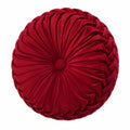 Rundes Dekokissen 40 cm Samtoptik Rot gerafftes Design