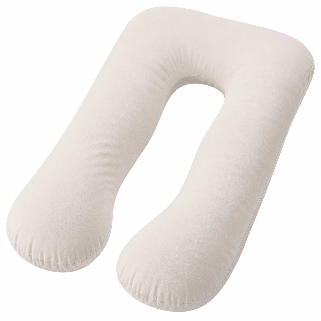 U-förmiges Schwangerschaftskissen 140 cm aus Textil in Creme mit stützender Form